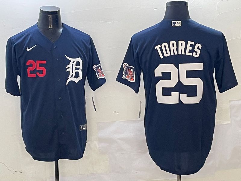 Men Detroit Tigers #25 Torres Drak Blue Game 2025 Nike MLB Jersey style 3128